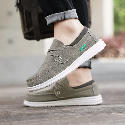 Men's Canvas Shoes Retro Loafers Lightweight Flats Leisure Footwear Male Summer Moccasin Men Casual Business Shoe
