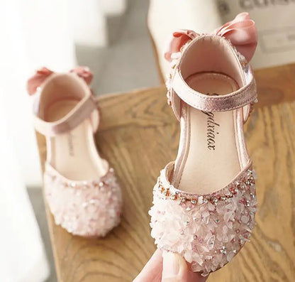 Summer Kids Shoes for Girl Sandals Fashion Sequins Cute Bow Little Girl Shoes Flat Heels Princess Shoes  SM004