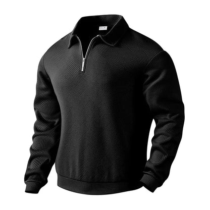 24 cross-border popular autumn long-sleeved lapel zipper men's loose casual top polo shirt