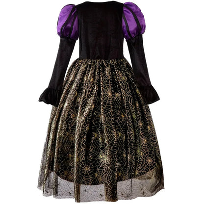 Baby Girls Halloween Witch Costume Children Cosplay Vampire Dresses Carnival Party Clothes Dress Up Clothes for Children