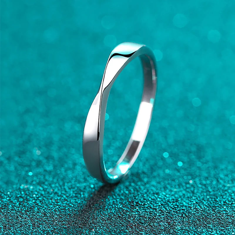 100% 925 Sterling Silver Moissanite Ring for Women Men Couple Ring Valentine's Day Gift White Gold Plated Unisex Band