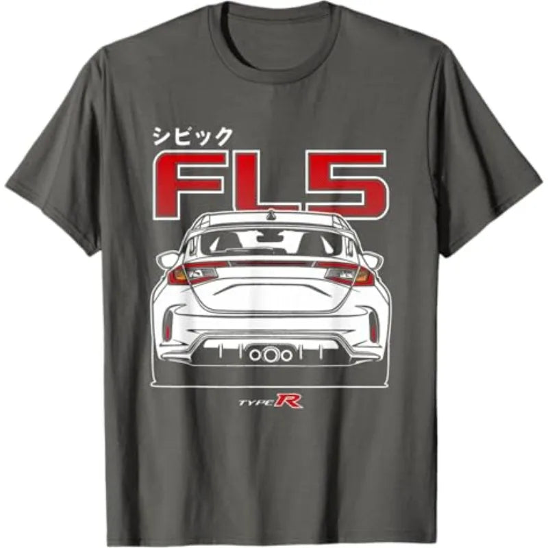 2026 Civic Type R FL5 JDM Performance Spoiler Graphic T-Shirt 100% Cotton Black Adult Automotive Enthusiast Casual Tee