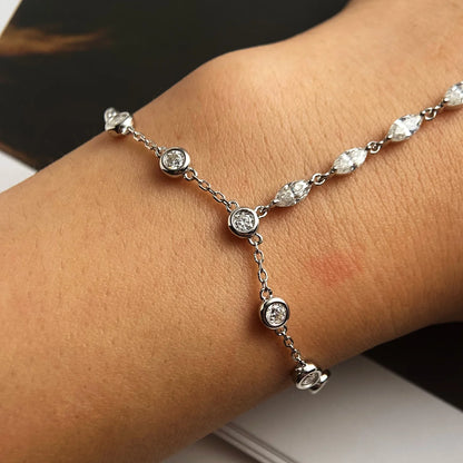 3.2ct Moissanite Bracelets for Women 15-20cm Adjustable Chain GRA Certified s925 Sterling Silver Gift Bubble Bracelet