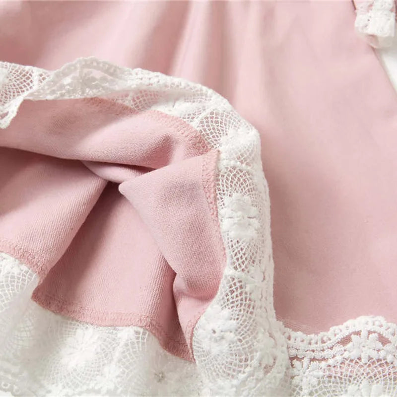 2026 New Casual Vacation Girls Summer Dress Ruffle Lace Baby Girl Princess Dress Children Flower Embroidery Outfits 0-6 Years