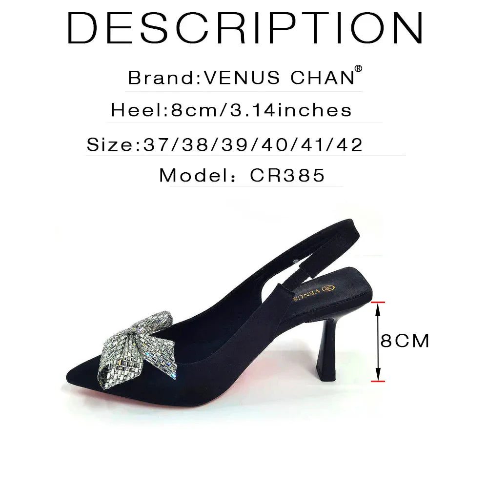 Italian Design Elegant Fuchsia Bow Rhinestone Pumps with Pointed Toe for Women 2024 Party Shoes and Bags Matching Set