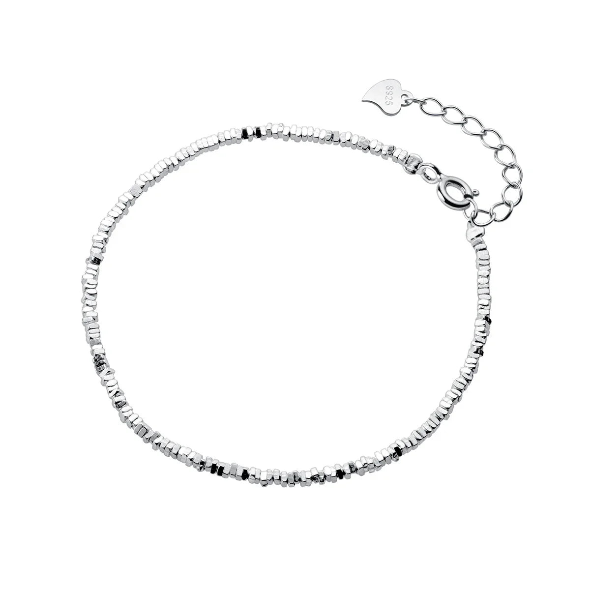 Genuine 100% 925 Sterling Silver Simple Geometric Design Bracelet for Girls Trendy Women Basic Chain Fine Party Jewelry