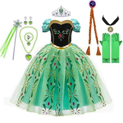 Frozen Elsa Princess For Girls Cosplay Costume Kids Mesh Snow Queen Carnival Birthday Party Dress Up Clothes 2-10Yrs Gown