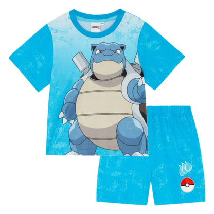 Water-type Blastoise Pajama Pocket Monster Anime Adult Kids T-Shirt & Shorts Athleisure Set Summer Quick-drying Comfy
