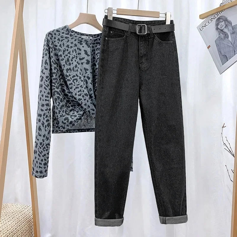 High Waist Harlan Denim Jeans Women's Fashion Loose Pants