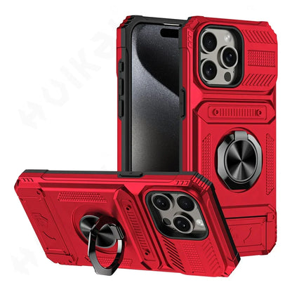 Case For iPhone 16 15 14 13 11 Pro Max XS XR 8 7 Plus Magnetic Rotated Ring Kickstand Heavy Duty Drop Protection Wallet Cover