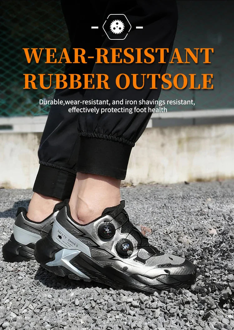 New Four-Season Safety Work Shoes, Steel Toe Anti-Smash & Anti-Penetration, Quick-Turn Buckle, Tech-Style Lightweight Wear-Resis