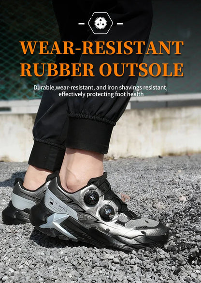 New Four-Season Safety Work Shoes, Steel Toe Anti-Smash & Anti-Penetration, Quick-Turn Buckle, Tech-Style Lightweight Wear-Resis