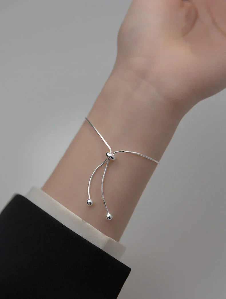 Real 925 Sterling Silver Simple Snake Link Chain Women Bracelets Adjustable Fashion Bracelet Party Jewelry Making Gift