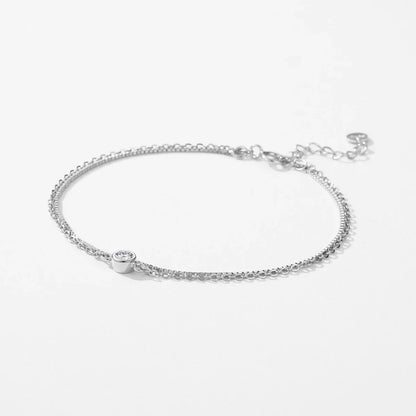 Minimalist Stackable Bracelet Real 925 Sterling Silver Double Layer Link Chian Bracelets For Women Party Fine Jewelry