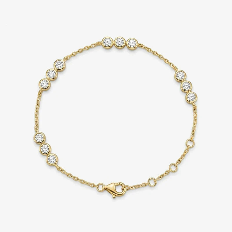 3mm Bubbles Adjustable Real All Moissanite Bracelets for Women Men Classic Lab Diamond Chain S925 Sterling Silver Jewelry