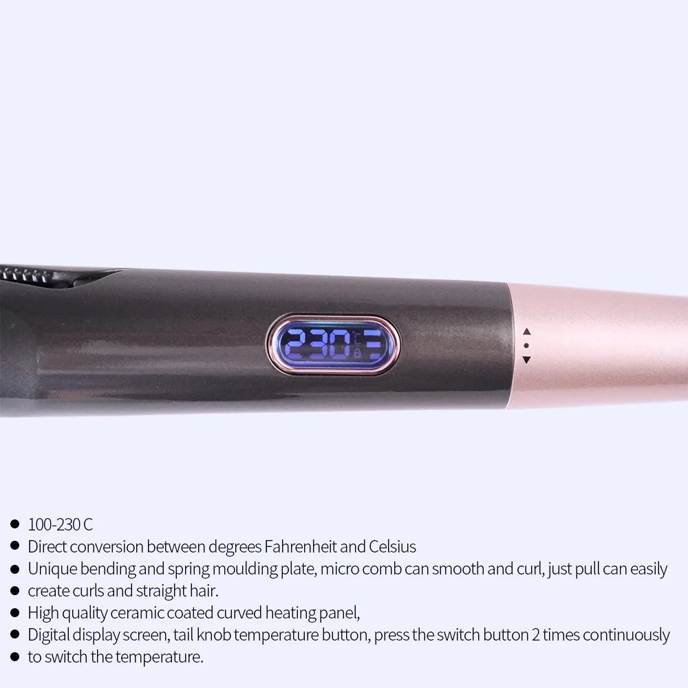 2026 New Hair Straightener Curler 2 in 1 Negative Ion Fast Heating Styling Iron Professional Flat Iron Curling Tool Home Travel
