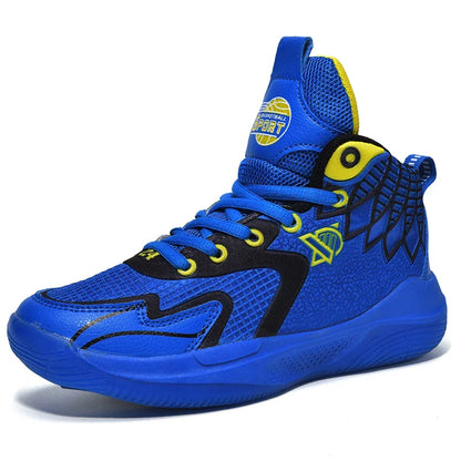 Children‘s Basketball Shoes Non-slip Breathable Basketball Training Sneakers Boys Girls Mesh Athletic Shoes Lace-up Running Shoe