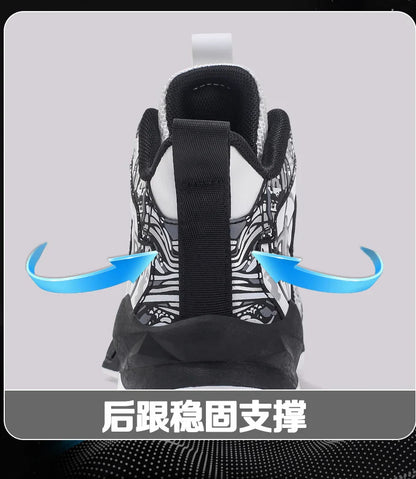 Original Children's Basketball Shoes Fashion Print Purple Basketball Sneakers Kids Training Shoes High Top Sports Shoes For Boys