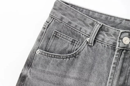 ETJ Wide-leg high-waisted jeans  women's classic everything with five pockets washed soft comfortable ultra-long jeans6045022