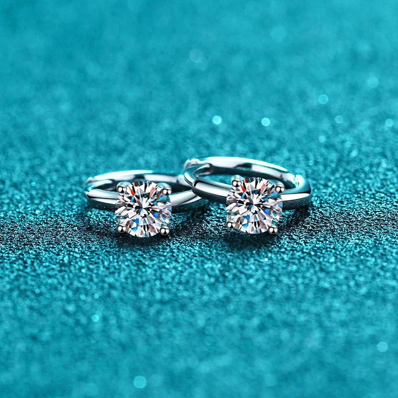 1ct Moissanite Hoop Earrings S925 Sterling Silver with 18k White Gold Plated Diamond Gem Earring for Women Jewelry Gifts