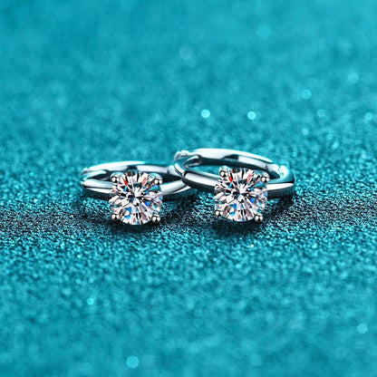 1ct Moissanite Hoop Earrings S925 Sterling Silver with 18k White Gold Plated Diamond Gem Earring for Women Jewelry Gifts