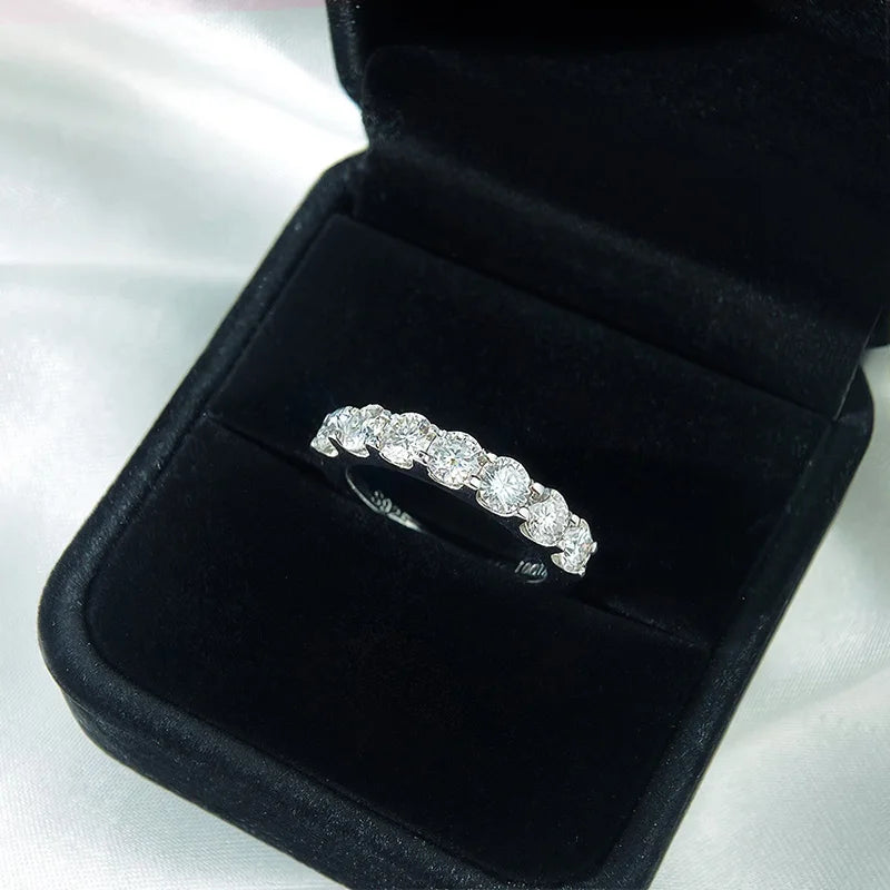 3/4mm Sparkling Moissanite Stackable Ring Certified Wedding Band for Women 100% Real Pure 925 Silver Rings Jewelry