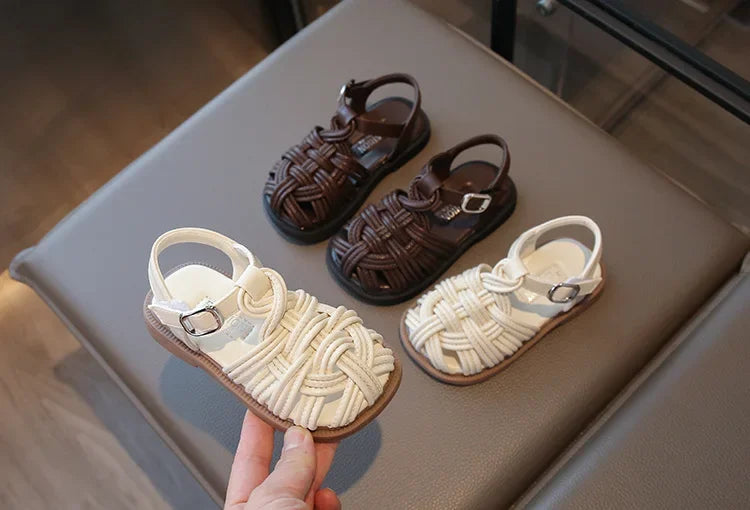 New Sandals Summer Children's Woven Casual Baby Shoes Girls Beach Shoes Slipper Size 22-31
