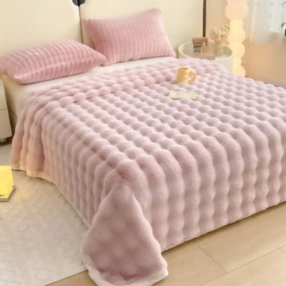 1pc Bubble velvet milk velvet blanket is soft  warm  breathable and can be used as a blanket  bed sheet  or blanket