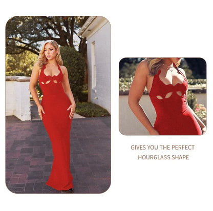 Black Halter Elegant Dress For Women 2025 New Summer Evening Party Celebrity Bodycon Long Dress Red Brown Prom Vestido
