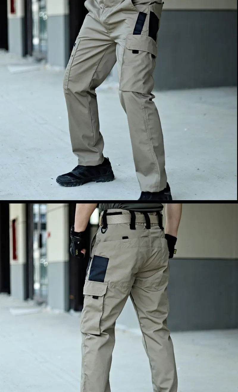 2024 Men's Tactical Pants City Casual Cargo Trousers Waterproof Multi-pocket Wear-Resistant Outdoor Training Work Male Trousers