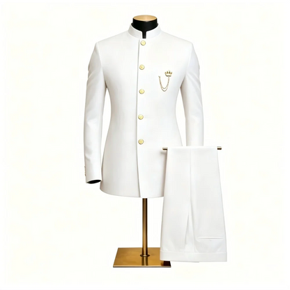 Men's 2-Piece Suit Casual Business Solid Color Turn-Down Collar Single Button Blazer Pants Ensemble Moda Masculina