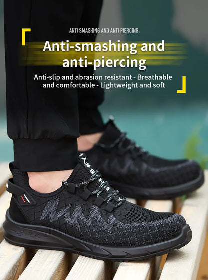 Lightweight Safety Shoes Men Steel Toe Sneakers Puncture Proof Breathable Work Safety Boots Man Comfy Construction Work Shoes