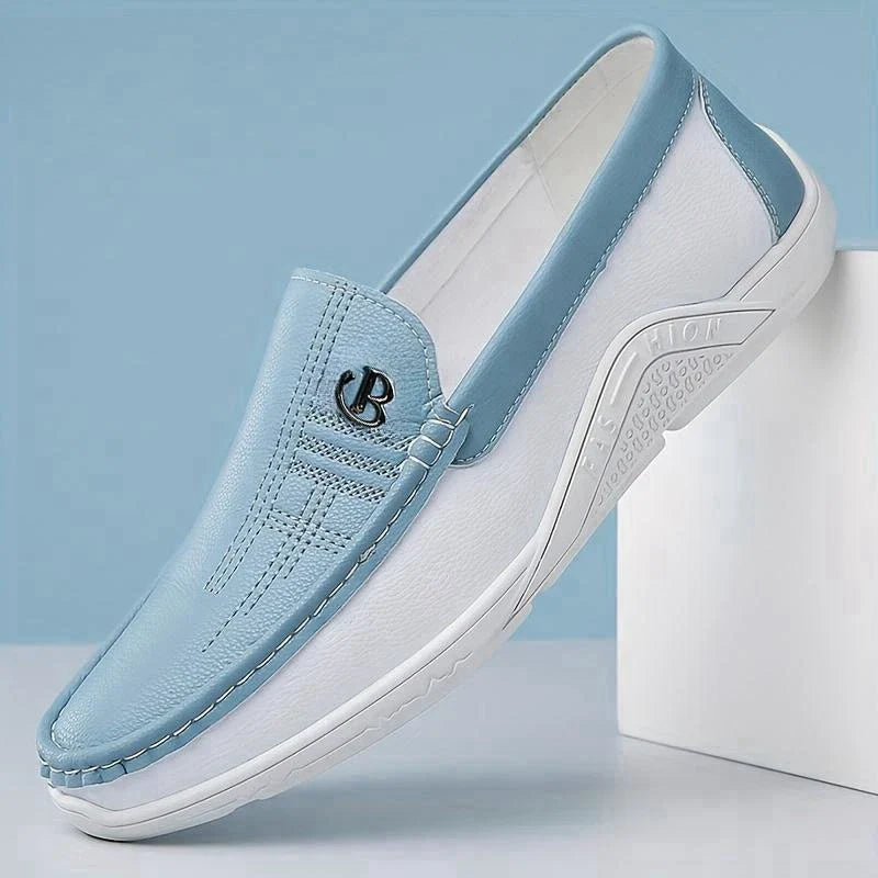 Men's Fashionable Comfortable Soft Casual Loafers Slip-On Shoes Trendy Anti-Slip Leather Footwear for Casual Wear-6601