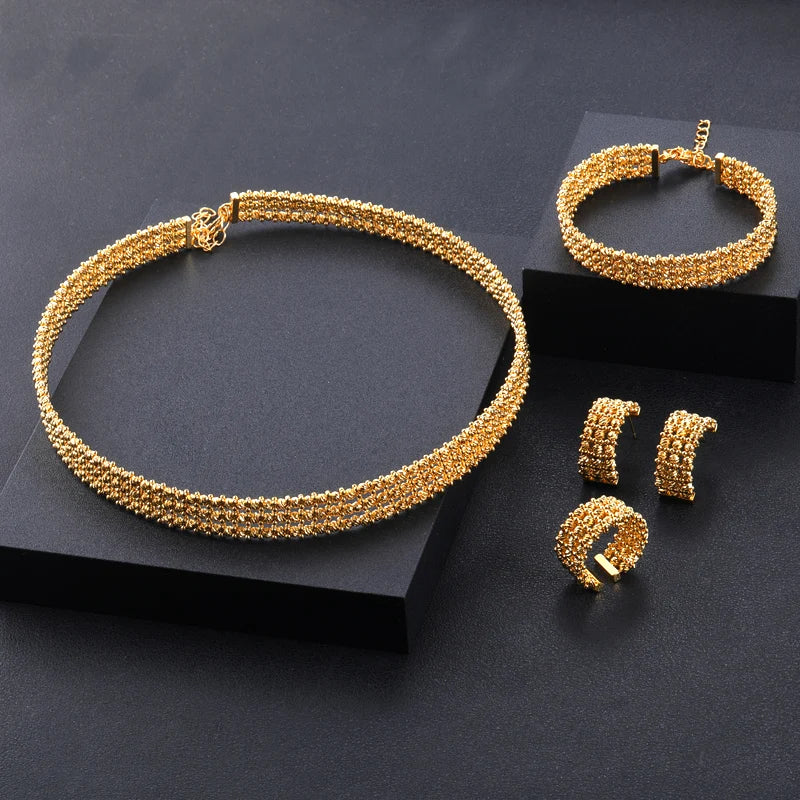 4pcs Bridal Zirconia Full Jewelry Sets For Women Party, Luxury Dubai Nigeria CZ Crystal Wedding Jewelry Sets
