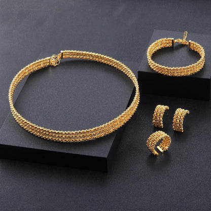 4pcs Bridal Zirconia Full Jewelry Sets For Women Party, Luxury Dubai Nigeria CZ Crystal Wedding Jewelry Sets