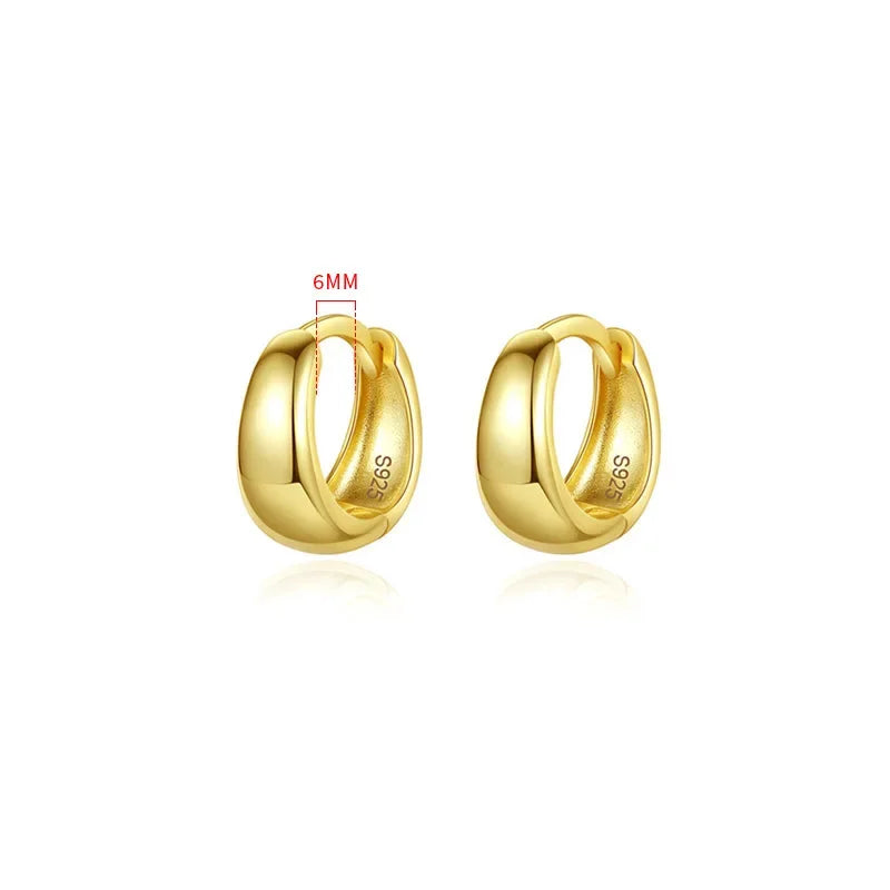 Real 925 Sterling Silve Fashion Inside Diameter 6 7 8 9 10mm Hoop Earrings For Women Men Personality Jewelry DG0132