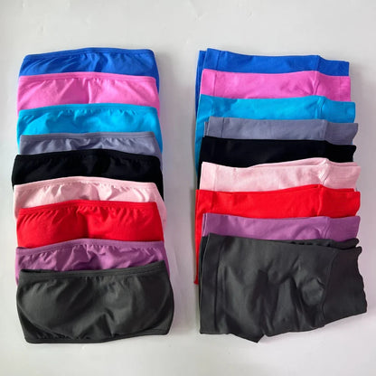 No Logo Women 2 Pieces Yoga Set Backless Bandeau Sports Bra Scrunch Shorts Yoga Clothing Gym Set Workout Clothes Outfits Sets