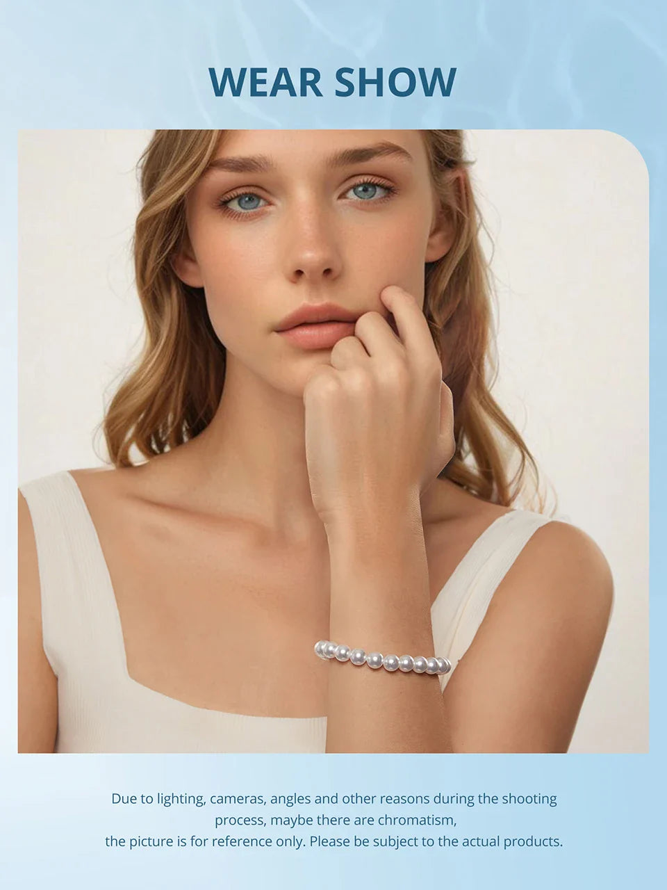 White Pearl Bracelets for Women, 925 Silver Adjustable Clasp Chain Faux Pearl Beaded Bracelets Bridal Wedding Jewelry