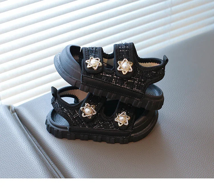 2025 Summer New Children Sandals Girls Elegant Princess Style Sandals Baby Anti-kick Foot Protection Sandals