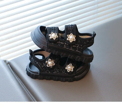 2025 Summer New Children Sandals Girls Elegant Princess Style Sandals Baby Anti-kick Foot Protection Sandals