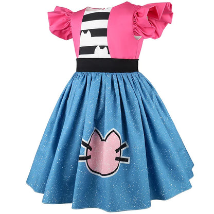 Summer Kids Gabby's Dollhouse Cats Princess Dress With Ears Headwear Carnival Birthday Party Fancy Gabby Girls Striped Vestidos