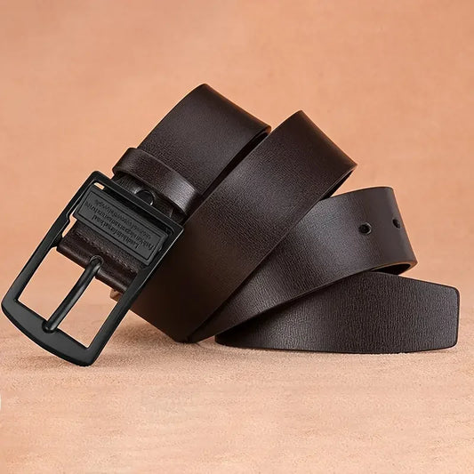 New Leather Cowhide Men's Belt Fashion Metal Alloy Pin Buckle Adult Luxury Brand Jeans Business Casual Waist Male Strap Brand