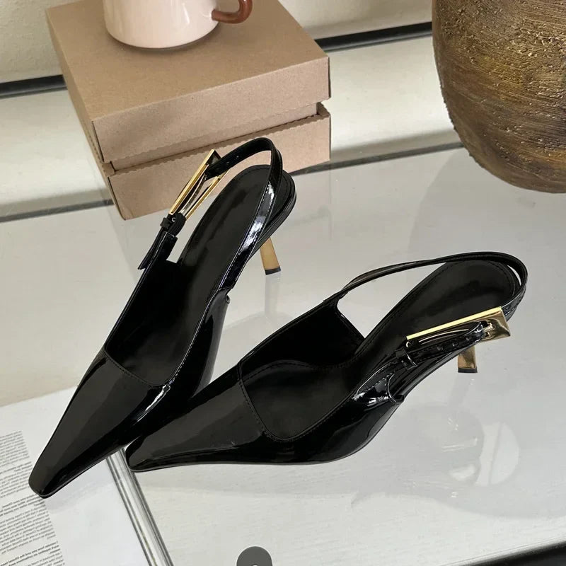 2025 Summer New Band Women Pumps Shoes Fashion Shallow Slip On Slingback Sandals Thin High Heel Dress Sexy Pumps Shoes