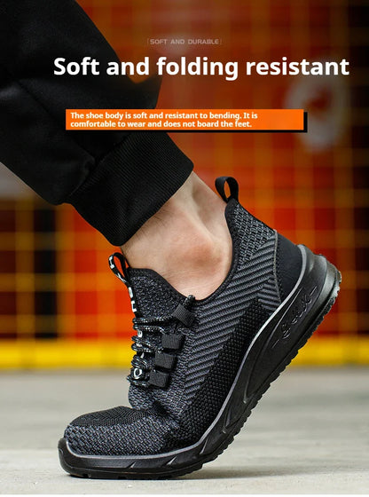 Anti-smash Men Steel Toe Work Shoes Lightweight Breathable Work Sneaker Indestructible Protective Boots Non Slip Work Shoes