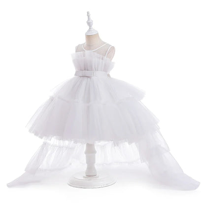 Elegant Tulle Bridesmaids Party Girls Dresses Summer Baptism Birthday Wedding Prom Princess Dress for Girl Christmas Kids Clohes