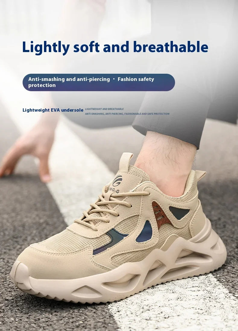 Breathable Men Work Shoes Indestructible Safety Shoes Lightweight Protective Sneakers Safety Steel Toe Shoes Men Puncture-Proof