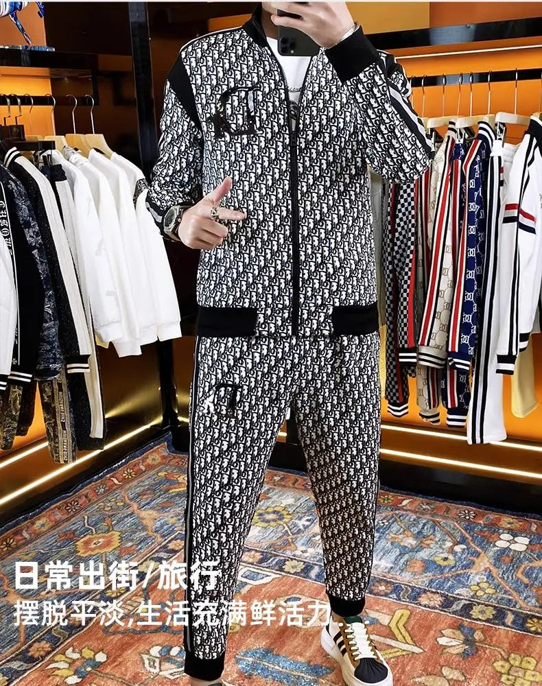 Spring and autumn men's casual suit 2025 new coat men's clothing ruffian handsome set with autumn two-piece set