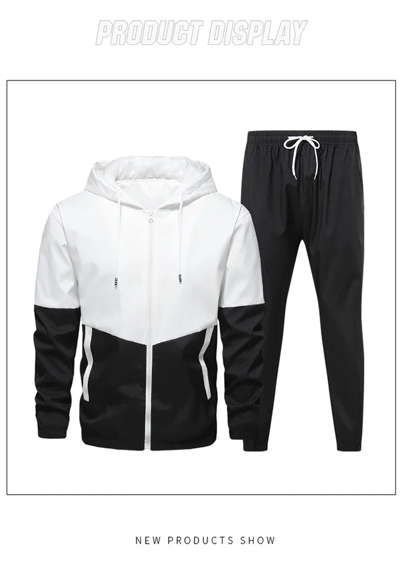 CHRLCK Men's Running Sportswear Suits Breathable Clothes Sports Joggers Training Gym Fitness Tracksuit Sets Men