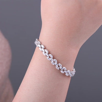 3*6mm 0.3ct Marquise Cut Moissanite Diamond Tennis Bracelets with Certifcate 100% S925 Silver Bridal Wedding Bracelet for Women