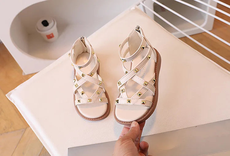 Girls Gladiator Sandals 2026 New Summer Children Fashion Princess High-top Shoes Versatile Kids Causal Beach Holiday Sandals